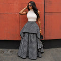 European and american cross-border african women's fashion  summer new style: trendy plaid design, slimming a-line long midi skirt