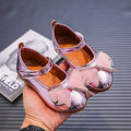 Girls'  spring bowknot soft-soled princess leather shoes for mid-to-large children - wholesale from manufacturer, velcro closure, korean style kids' shoes