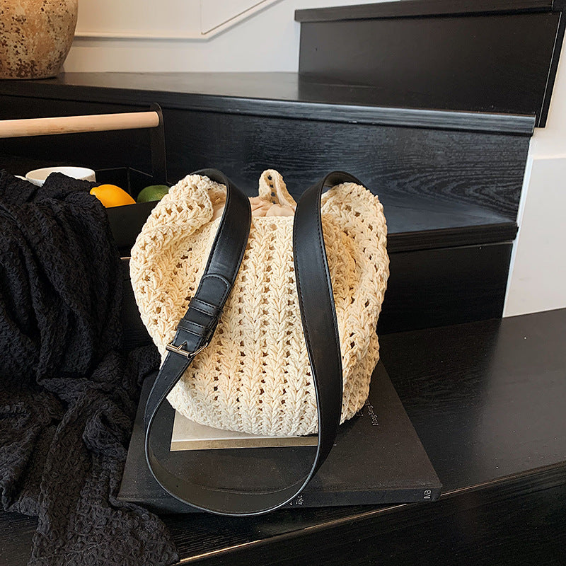 Foreign trade is popular this year, super-hot niche woven bags, women's 2025 new commuter versatile messenger bags, bucket bags