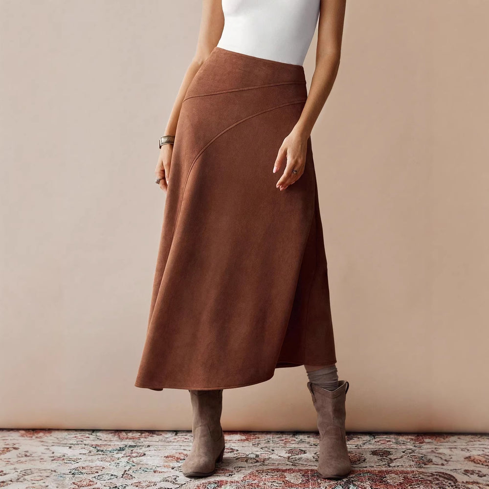 Amazon fashion cross-border women's new irregular midi skirt retro high waist a-line skirt