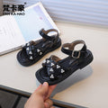 Vancahao girls' pearl & floral princess sandals -  summer new arrivals: stylish soft-soled beach sandals for kids