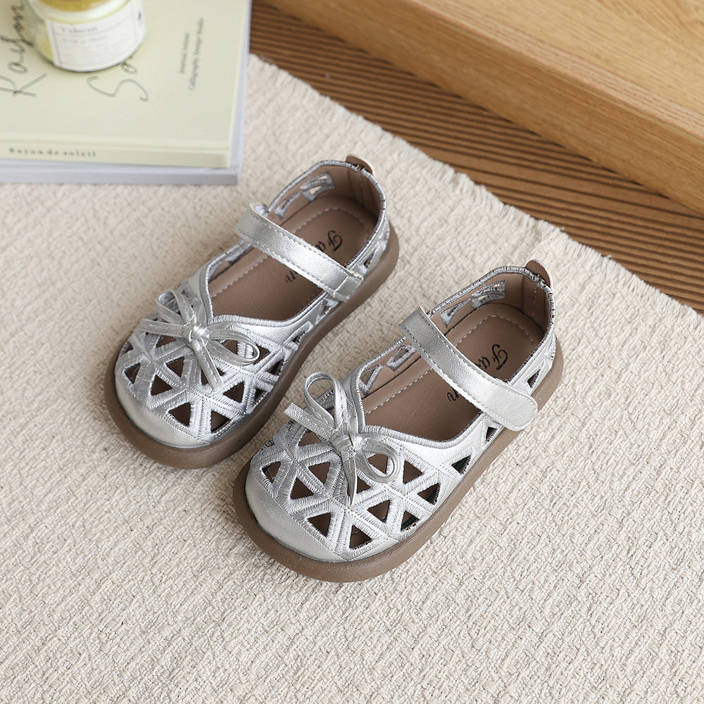 Summer sandals evening breeze gentle flat shoes women's new french style children's shoes with skirt hollow breathable women's shoes