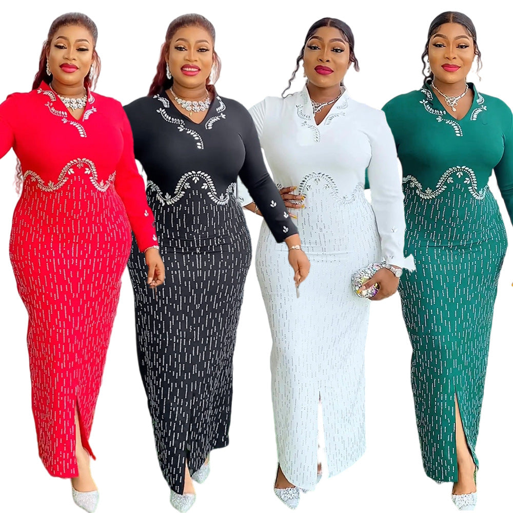 Fashion african plus size women's clothing hot diamond stand collar hip skirt  independent station elegantelegance style dress
