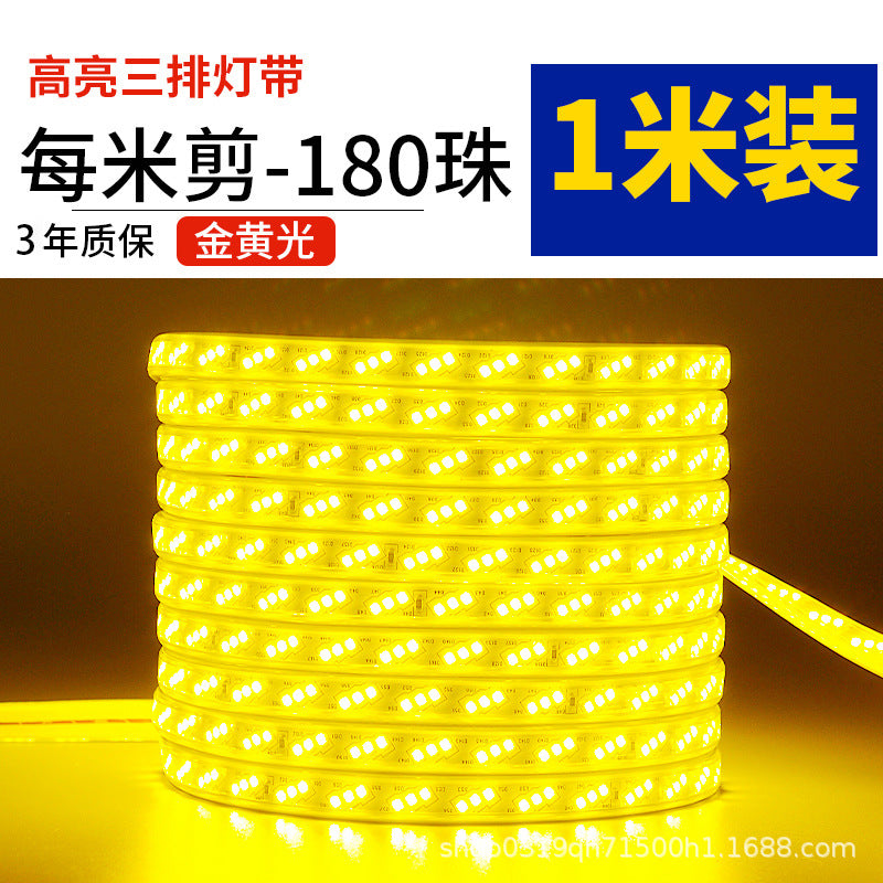 Household outdoor waterproofled light strip super bright white light strip outdoor exterior wall construction site tunnel lighting 220v
