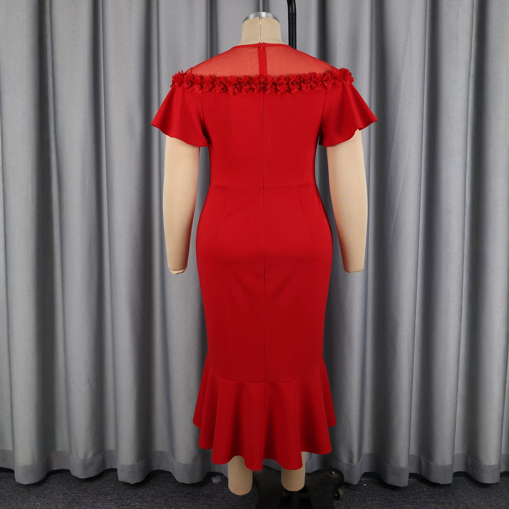 Summernew arrivalpatchworkpure colordress mesh laceelegant waist bag hip mermaid dressdresses