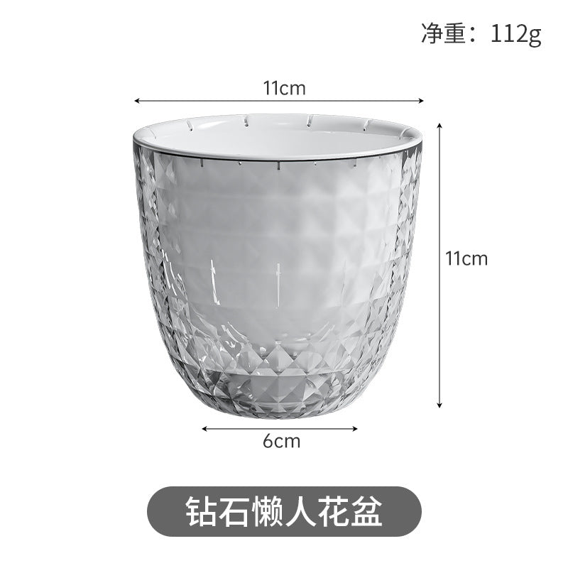 Plastic transparent lazy self-absorbing flower pot hydroponic plant water-free watering copper coin grass hanging orchid green dill water storage pot