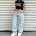 Fashionjeans women's low-waisted wide-leg washed american retro hot girl loosestraight-legmop denim pants