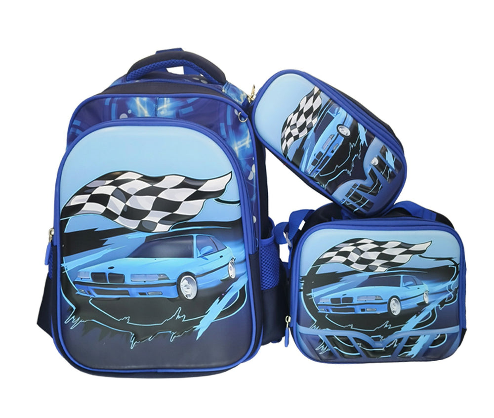 New arrival concave and convex leather primary school student pull rod school bag for grades 3 to 6 kids cartoon three-piece set backpack in stock