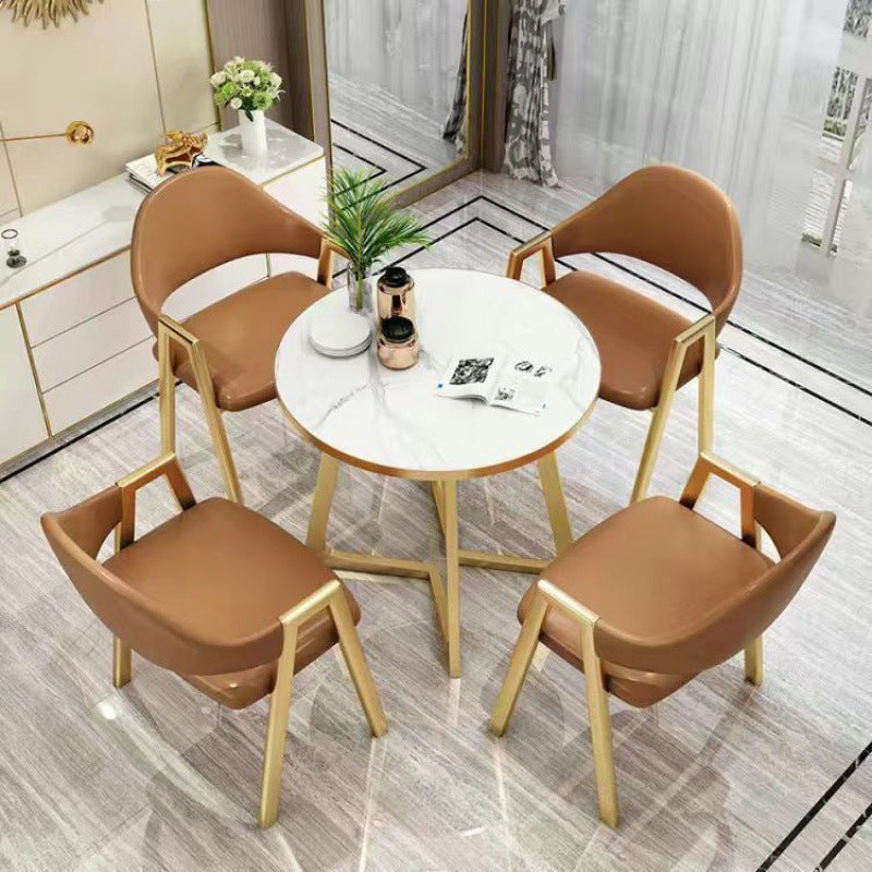 Nordic light luxury negotiation table and chair set - modern minimalist coffee shop/milk tea shop small round table for sales centers and casual reception areas