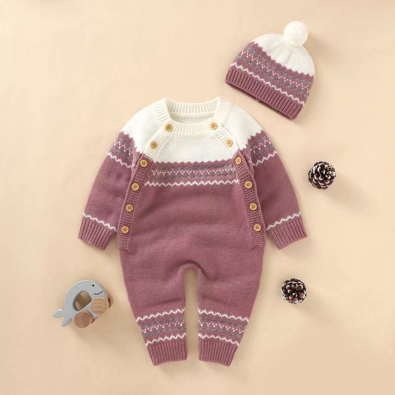 Baby knitting onesie fall and winternewborn baby boy sweatercuteheattech crawling suit 020