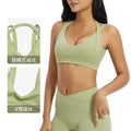 nude sports intimatesv neck halter yoga bra running fitness plaid sports bra women 2539