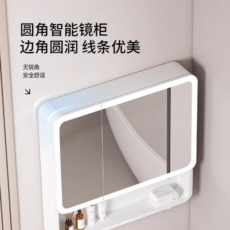 Honeycomb aluminum arc bathroom mirror cabinet lighting locker toilet wall-mounted mirror with vanity mirror smart mirror case