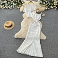 Gentle wind pink knitting light mature style two-piece set female summer silm waist fishtail skirt suit women's clothing outfit