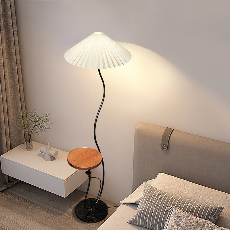 Pleated floor lamp storage rack all-in-one living room sofa coffee table table lamp scandinaviancasual smart wireless charging ambient light