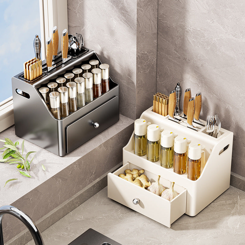 Countertop knife holder, chopstick tube, cage box, integrated kitchen rack, multi-functional chopstick cage, knife storage, drain seasoning rack