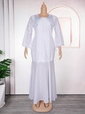 new african women's plus size lace robe embroidered dress with headscarf - perfect for  and