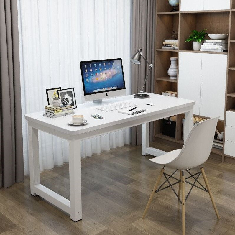Rounded corner computer desk - home office student study table - simple writing desk - rectangular bedroom office desk