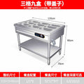 Commercial food warmer table, stainless steel warming cart, breakfast shop equipment, canteen serving counter