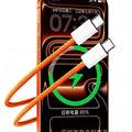 New braided data cable for apple 17 pro max - orange, pd 60w dual-head type-c fast charging cable