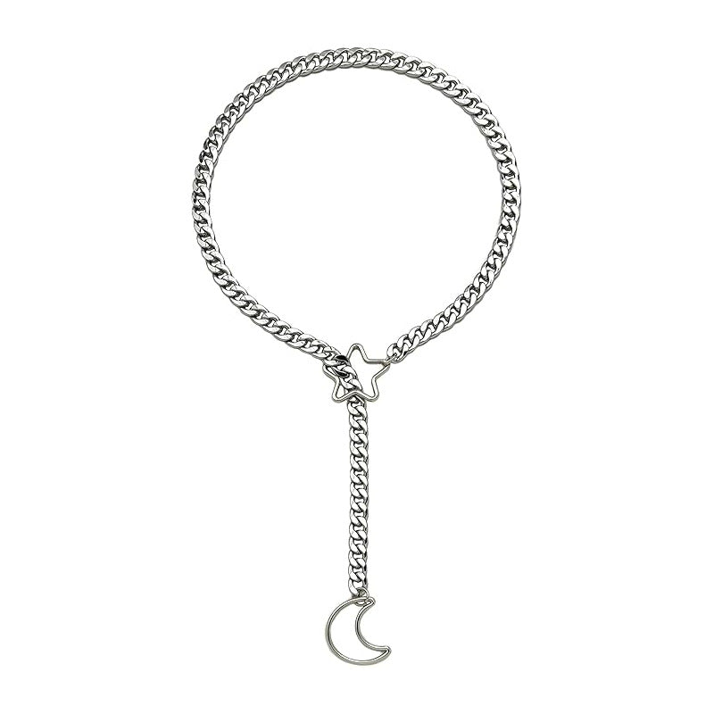 New arrival cross-border golden moon and star necklace punk gothic adjustable cuban lasso y-shaped necklace