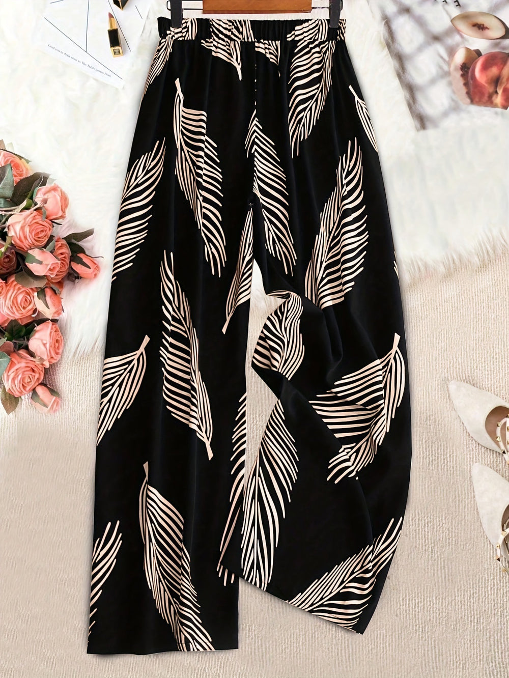 new european and american style women's summer casual pants - printed, loose-fit, high-waisted trousers for women