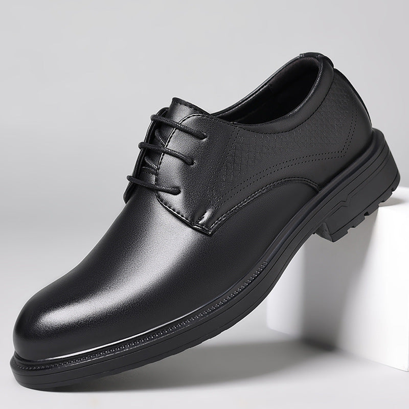 Men's leather dress shoes - business formal, groomsmen, black, versatile, casual, wedding, suit, british style, groom, work shoes