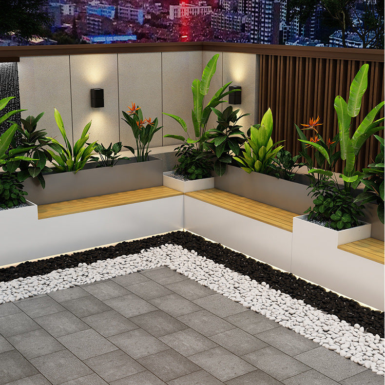 Outdoor flower box flower bed combination balcony terrace courtyard planting box partition fence rest chair plastic wood seat flower box