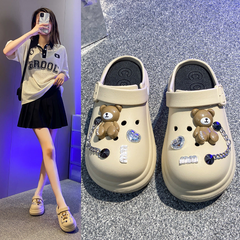 New fashion platform clogs women's thick sole height increasing non-slip trendy cute beach sandals slippers outdoor summer wear