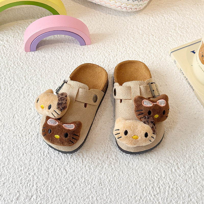 Kids' birkenstock-inspired outdoor sandals: 2025 spring/autumn cartoon cute comfortable closed-toe slides for girls