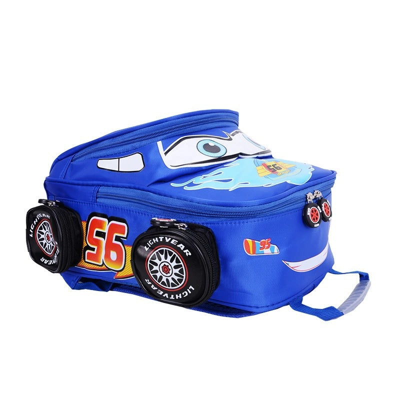 New wholesale children's car backpack, perfect for elementary school boys. features a cartoon design, suitable for grades 1-6. waterproof, wear-resistant, and ideal for kindergarten