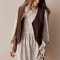 Amazon fashion cross-border export women's floral flare sleeve short dress - round neck high waist loose fit