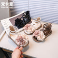 girls' sandals: new summer korean style children's shoes, fashionable floral princess sandals, little girl's roman sandals