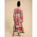 Shipped: cross-border e-commerce, , standalone store, printed maxi dress with long sleeves and tie-waist, casual style