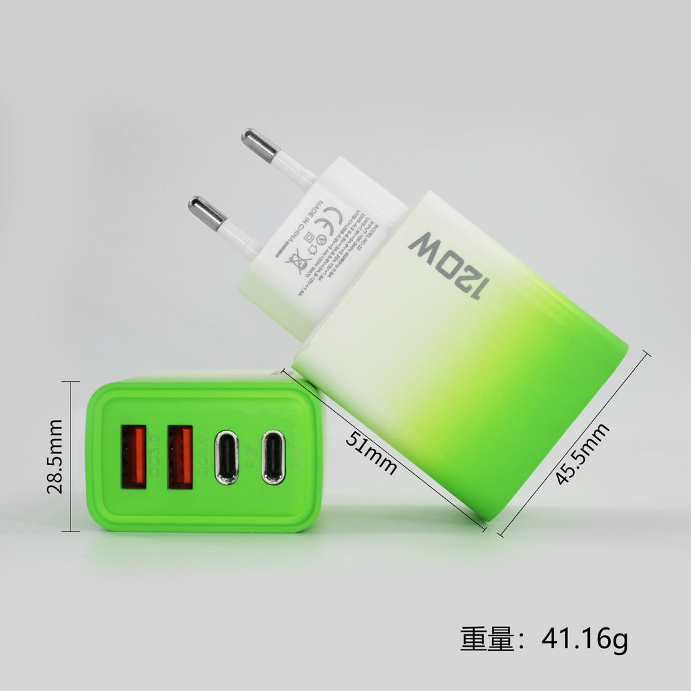 120w fast charging charger dual usb + dual type-c multi-port charging head us standard european standard mobile phone charger