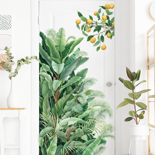 Fresh green plant wall painting sofa bedroom background decorative sticker plantain tree lemon wall sticker Nordic sticker ZDB-2488
