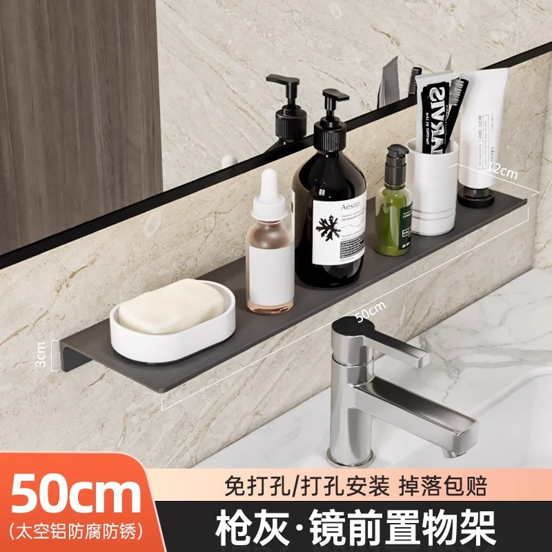 Nordic toilet rack wall hanging wall non-punching toilet bathroom washstand mirror front storage rack one board