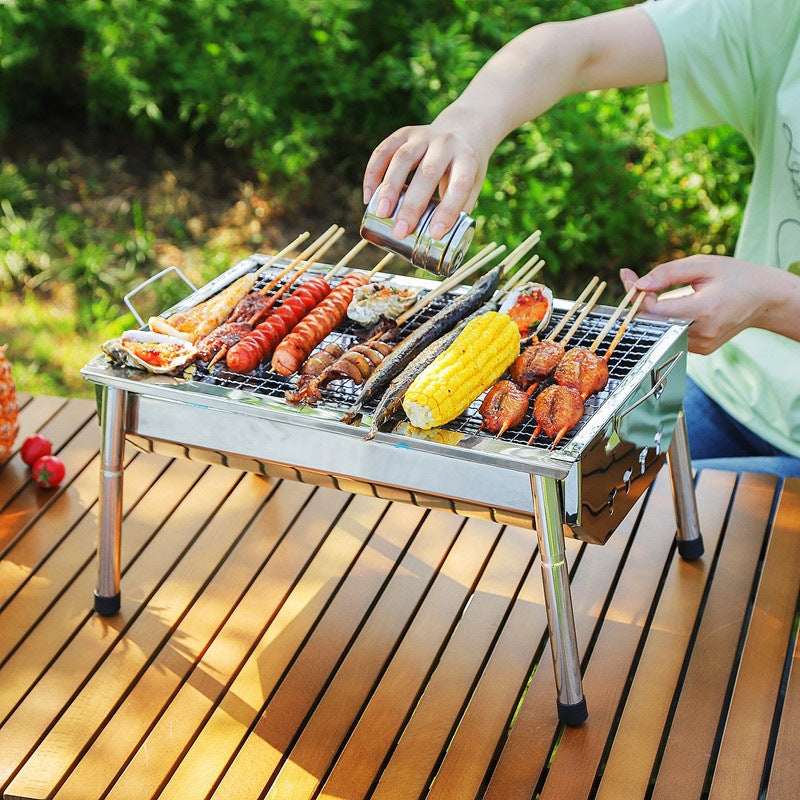 Outdoor bbq & tea brewing portable grill - bbq, meat roasting, patio heating, home camping carbon fire pit