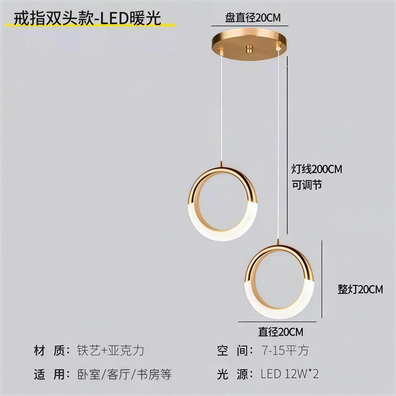 Luxury gold crystal crescent moon ring bedside pendant light - modern minimalist c-ring for bedroom, bar, entryway, and boutique hotel ambiance