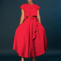 D3205 european and american plus size women's clothing  new fashionable and elegant casual top and flared midi skirt foreign trade set