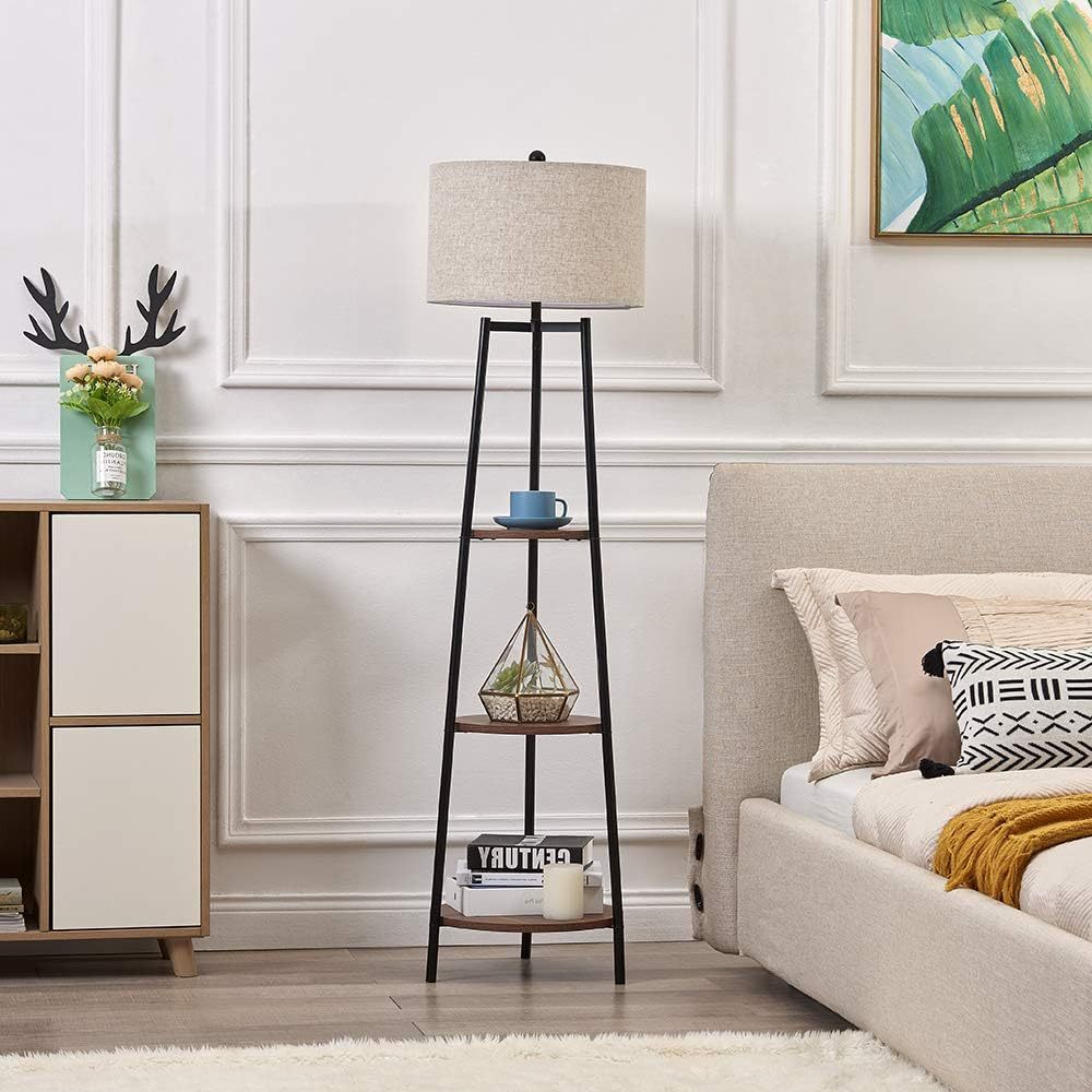 Cross-border floor lamp standing reading lamp with bookshelf modern high pole lamp living room bedroom furniture lighting lamp