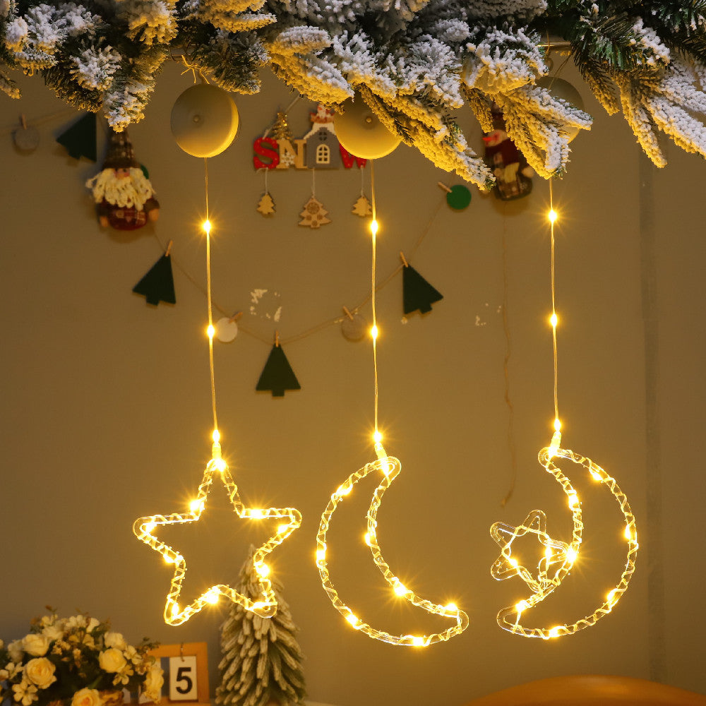 New suction cup battery box curtain light leather line light window bedroom party christmas day decoration star atmosphere light