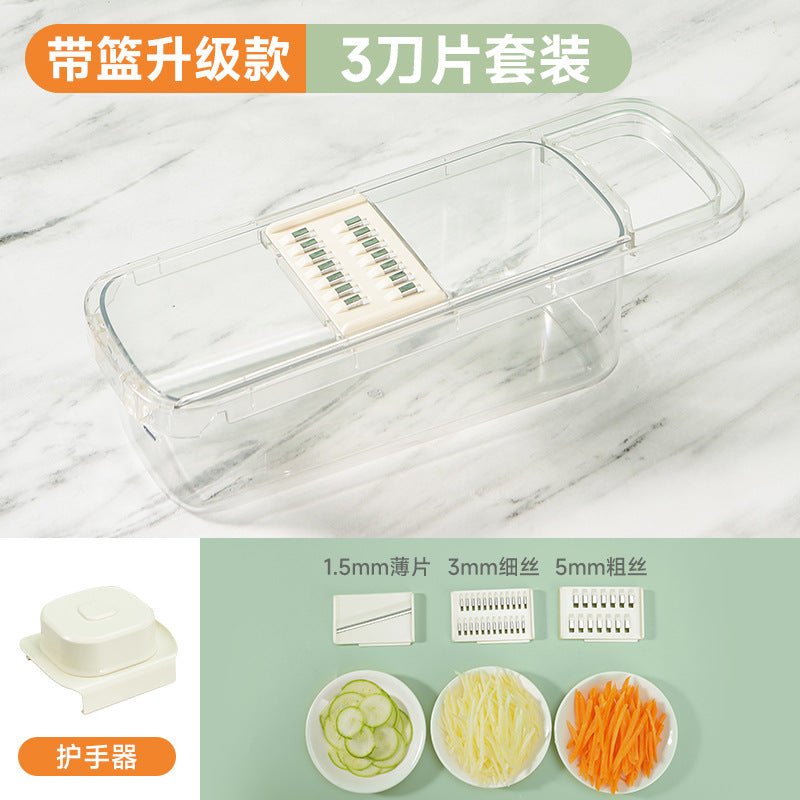 Vegetable slicer & grater set - multi-purpose kitchen tool for home use: shreds potatoes, slices lemons, and grates radishes & cucumbers