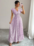 new european and american style women's fashion printed dress