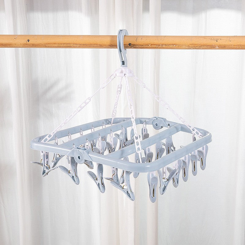 New arrivalthickened 32 clip multi-clip clothes drying rack clothes hanger multifunctional hotel plastic clothes hanger for home socks