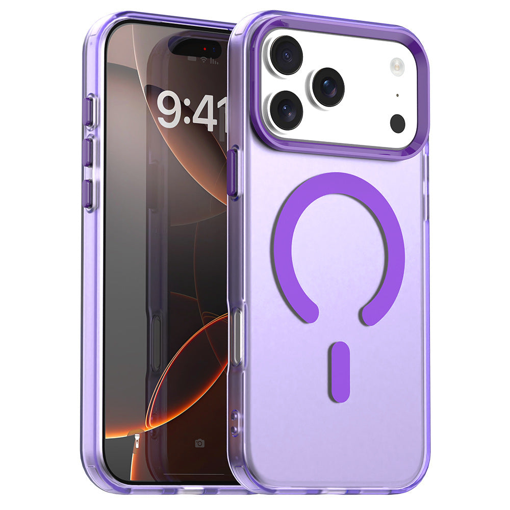 Double-layer imd candy color magnetic suction suitable for iphone17promax mobile phone case apple 15/14 frosted anti-fall case