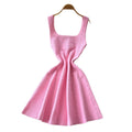 french chic sleeveless a-line knit mini dress - summer pearl embellished versatile dress