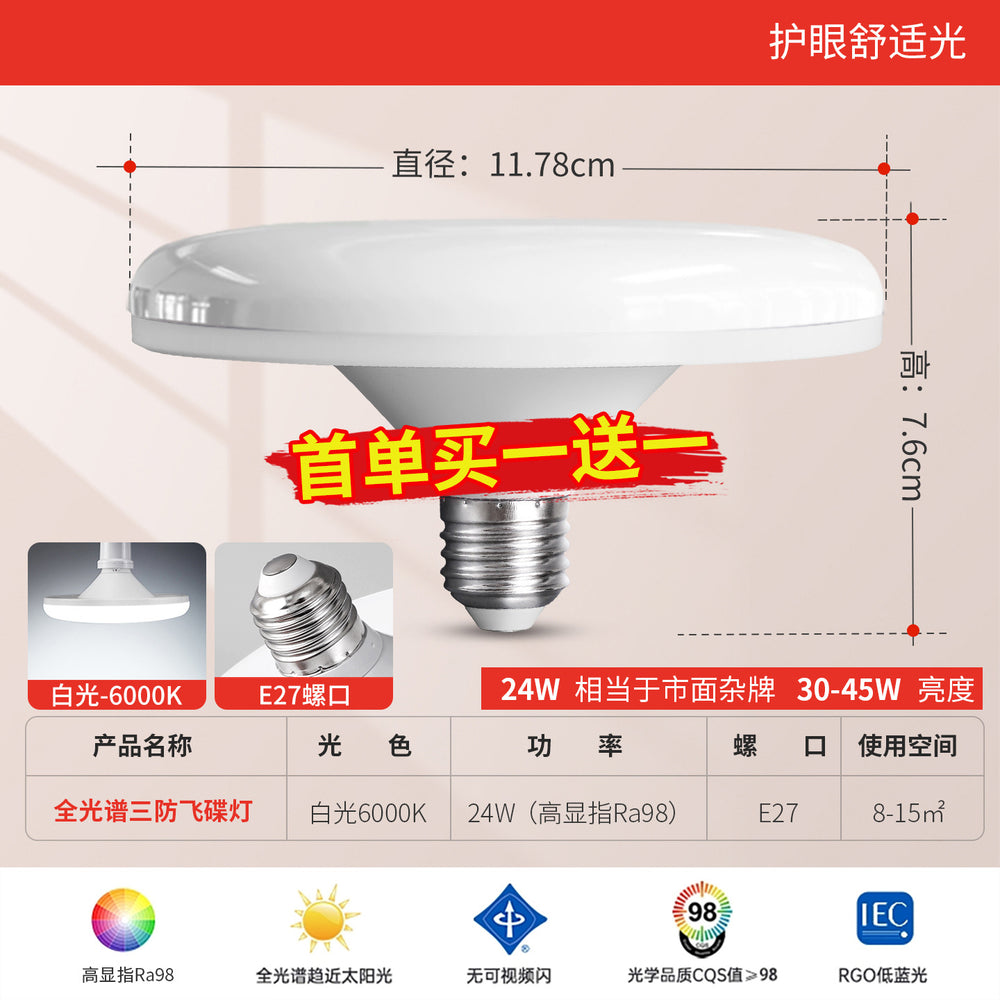 Full spectrum led bulb - super bright, energy-saving, high-power, eye-care e27 screw base, high-intensity lighting, ufo bulb for home use