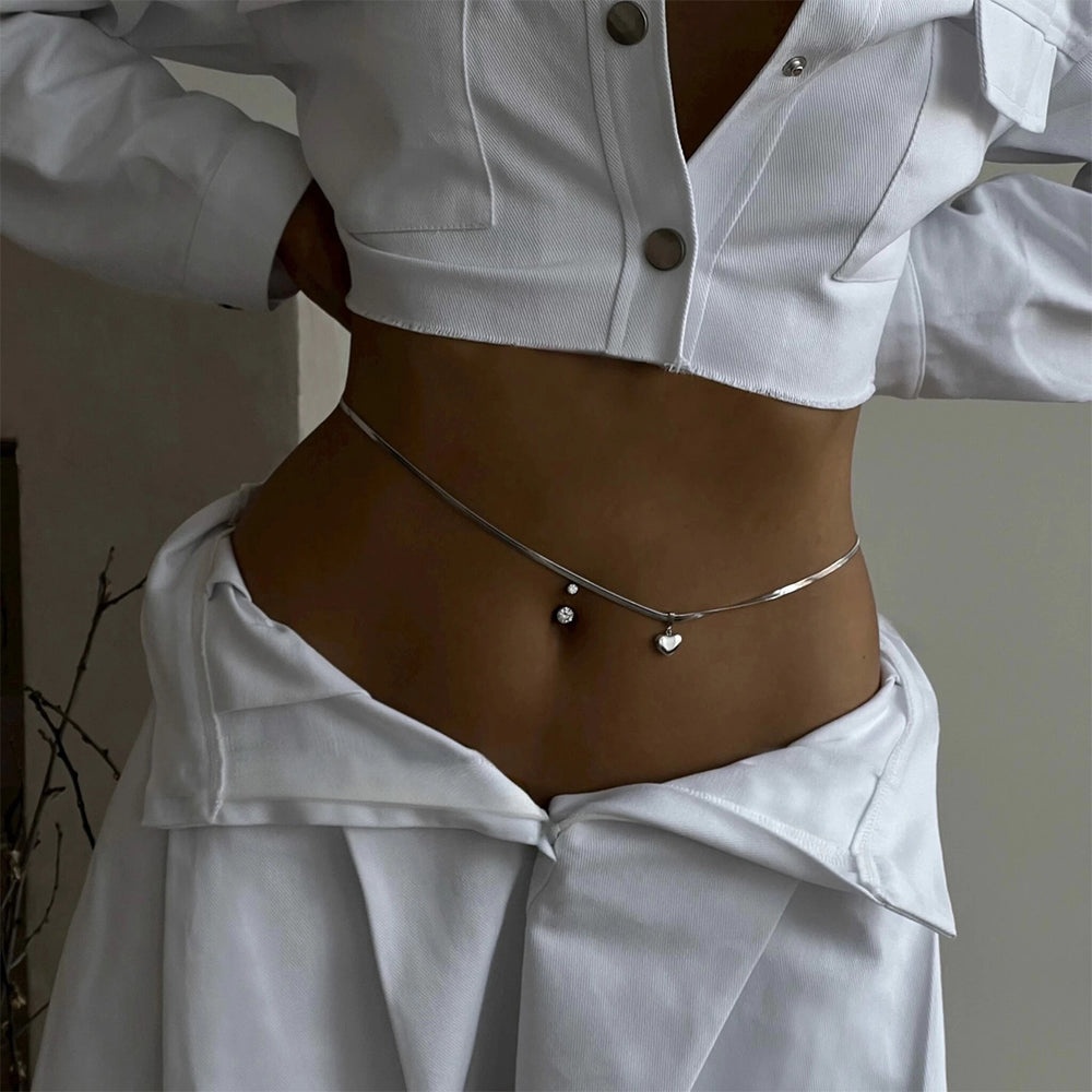 Fashion cross-border e-commerce fully managed new jewelry fashion alloy heart waist chain personalized heart pendant snake bone chain