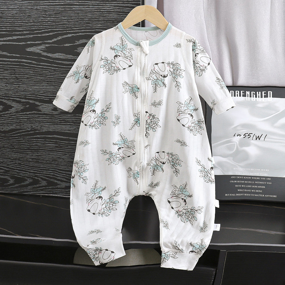 Baby clothes summer thin baby onesie three-quarter sleeve pajamas pure cotton air-conditioning suit split-leg sleeping bag