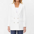 Amazon fashion white button suit outwear women  spring new arrivalloosecasualflap pocket pantstops